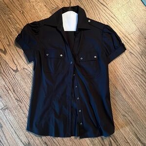 Express Shirt Black Button-Up Women's Top S Small